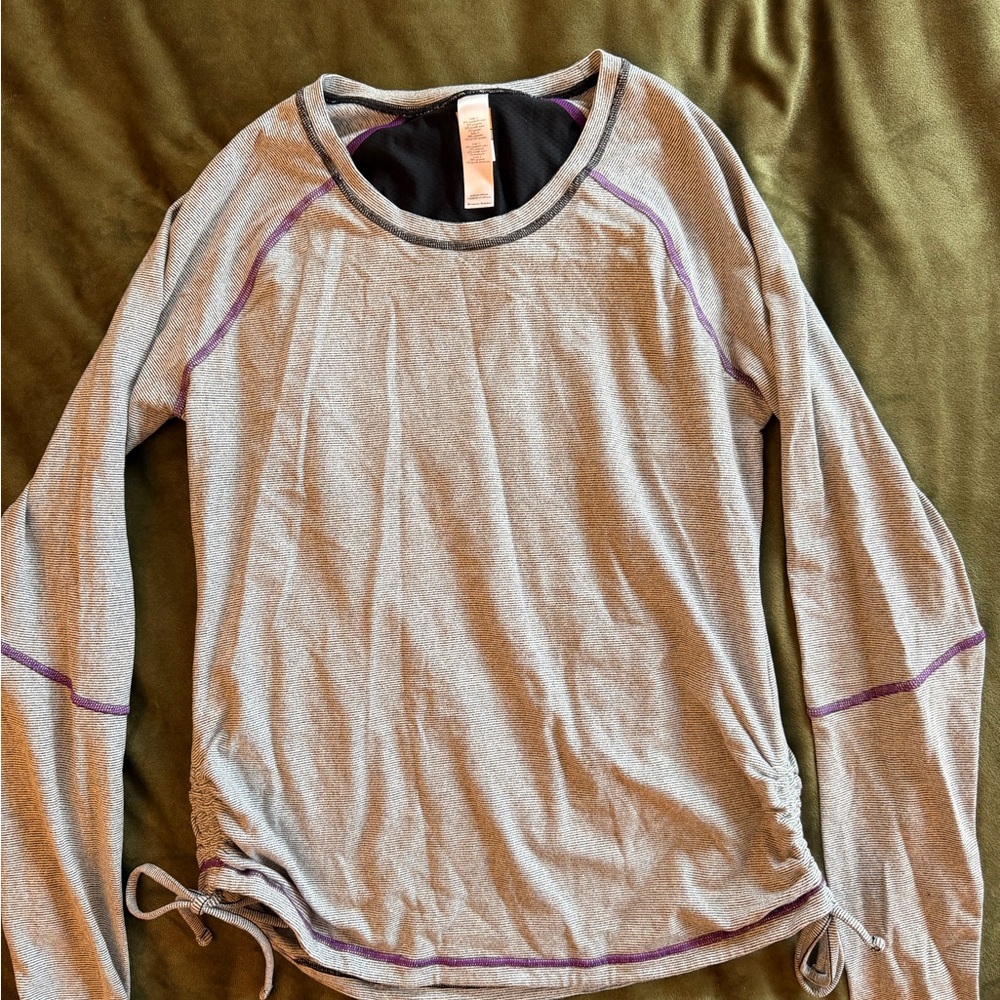 Lucy Gray Long-Sleeve Active Top with Purple Accents